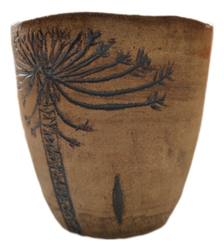 Vaso Rustico Pewen Con Sello En Cerámica Gres