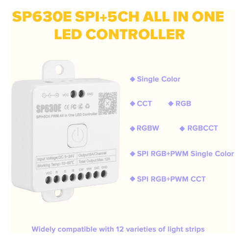 Controlador Led Bluetooth Sp630e Compatible Con Pwm Cct Rg M