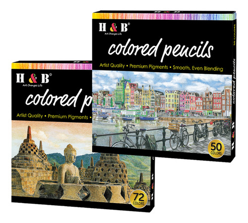 Set De Lápices Artist Pencils H&b, 50 Colores, Preafilados