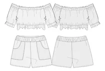 Comprar Molde Imprimible Patron Conjunto Top Short Niña Promo 2x1