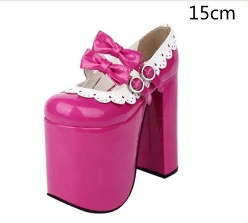 Sapato Salto Alto Lolita Cosplay 15cm