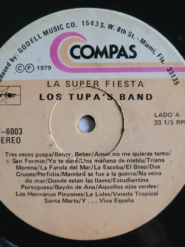 Los Tupa's Band La Super Fiesta Vinilo Lp Funk Disco S/ Tapa