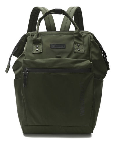 Mochila Boca De Pez Urbana Wanderlust Antirrobo Reforzada Color Verde Militar Diseño De La Tela Liso