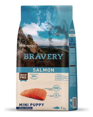 Bravery Alimento Cachorro Raza Pequeña Sabor Salmon 7kg