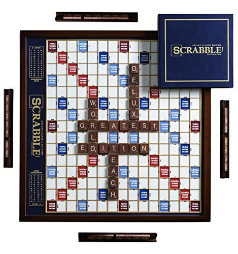 Scrabble Deluxe Edición Con Tablero De Juego De H7me2