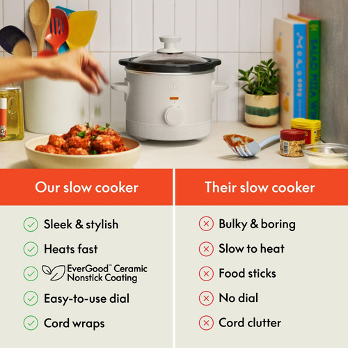 Bella 1.5 Qt Concha Lenta Com 3 Controle Manual De Calor, Re