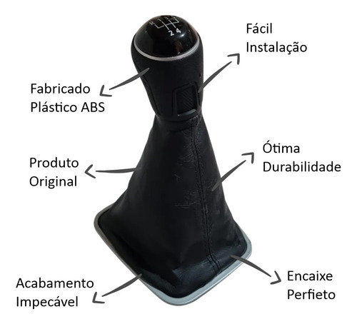 Manopla Bola Câmbio + Coifa Fox 2012 2013 2014 2015 Spacefox