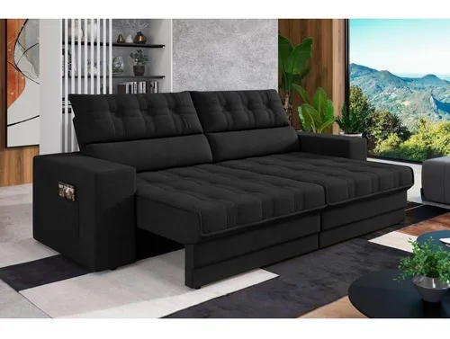 comprar Sofá Omega Plus 2,30m Retrátilu002Freclinável Suede Preto Xflex