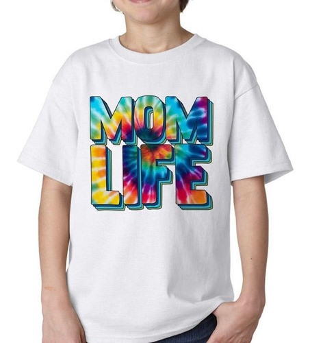 Remera De Niño Frase Mom Life Color Madre Mother Vida M1