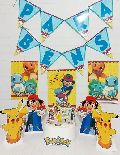 Kit Decoração Aniversário Personalizado com NOME e IDADE Pokémon -  Decoração Infantil!