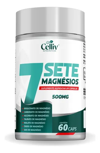 7SETE MAGNÉSIOS: BISGLICINATO DE MAGNÉSIO, CARBONATO DE MAGNÉSIO, ASCORBATO DE MAGNÉSIO, TAURATO DE MAGNÉSIO, MALATO DE MAGNÉSIO, ÓXIDO DE MAGNÉSIO E SAIS DE MAGNÉSIO (420mg de Magnésio Por Porção)