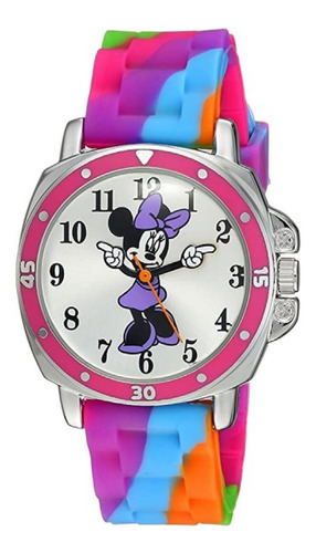 Reloj Con Correa Minnie De Disney Para Navidad Color Del Fondo Blanco Color De La Correa Arcoiris Color Del Bisel Rosa Chicle