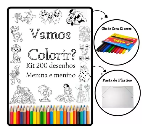 Kit 200 Desenhos Para Colorir / Pintar - Tema Unicórnio - Folha A4