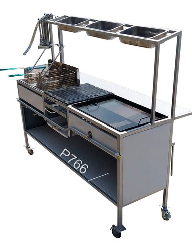 Carrito De Comida Cn 2 Freidoras Asador Y Plancha P766