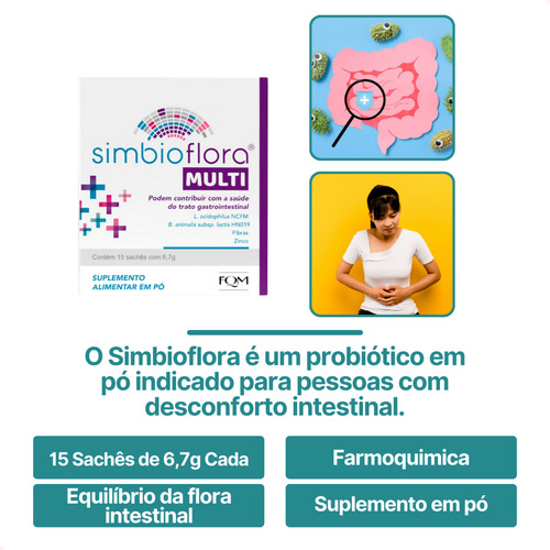 Simbioflora Multi Probiotico Da Farmoquimica 15 Sachês 6,7 G Sem Sabor