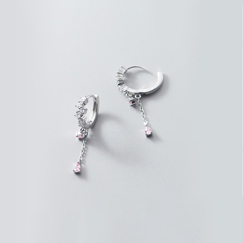 Aros De Plata Real 925 Rosada Gota Agua Circones