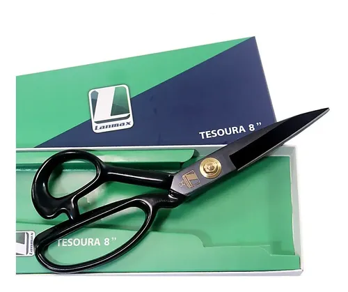 Tesoura Costura Titanium Profissional Alfaiate 8 Lanmax Cor Preto