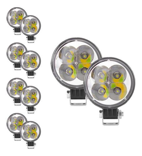 Paq De 10 Faros Con Estrobo Blanco 4 Leds 12w Tunelight