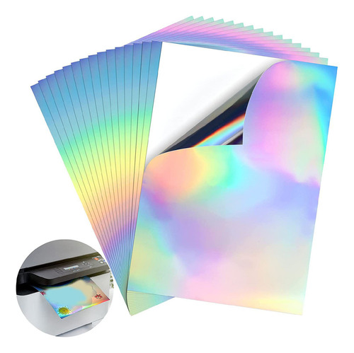 Papel Adhesivo Holográfico Imprimible A4 De 22 Hojas A Prueb