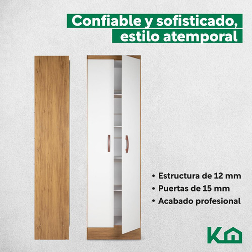 Mueble Armario Closet Mdp Multiusos 2 Puertas Con Estantes Color Nogal Kingshouse