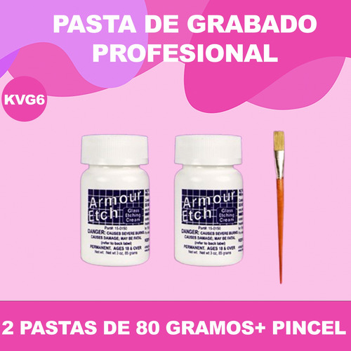 Pastas De Grabado En Vidrio Profesionales + Pincel Kgv6