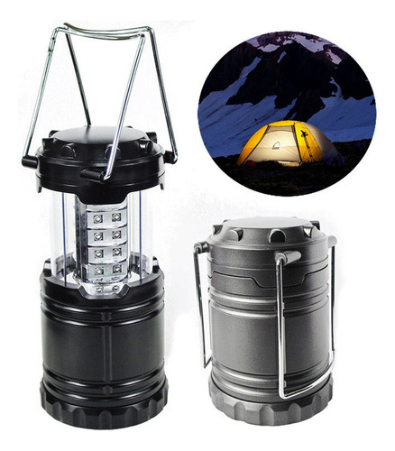 Linterna Led Portátil Lampara Plegable Para Emergencia Pilas Color Negro