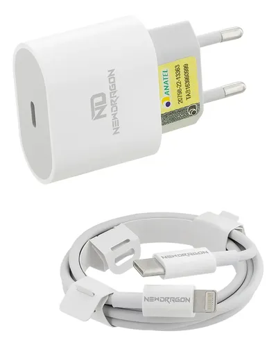 Carregador Turbo 25W Branco Newdragon USB-C iPhone 8 a 14 Pro Max