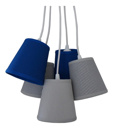 Lustre Pendente Cacho Crie Casa Azul Bic E Cinza