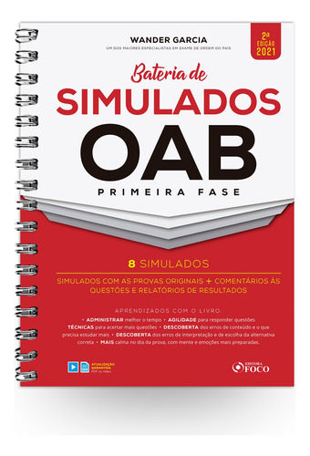 BATERIA DE SIMULADOS OAB 1ª FASE - 2ª ED - 2021, de Trigueiros, Arthur. Editora Foco Jurídico Ltda em português, 2020