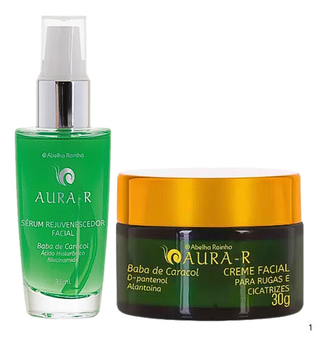 Creme Facial + Sérum Aura-r Baba De Caracol - Abelha Rainha Momento De Aplicação Dia/noite Tipo De Pele Todo Tipo De Pele