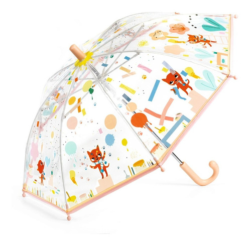 Paraguas Infantil Gatitos Transparente Djeco