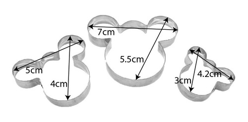 Cortador Galletas Cara Mickey X 3 Fondant, Repostería