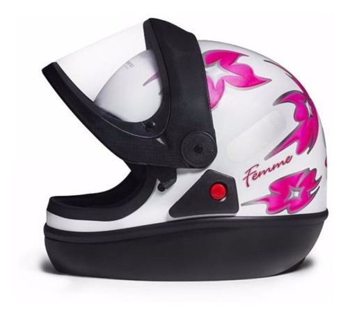 Capacete Feminino San Marino Branco Flor Rosa Fechado Femme