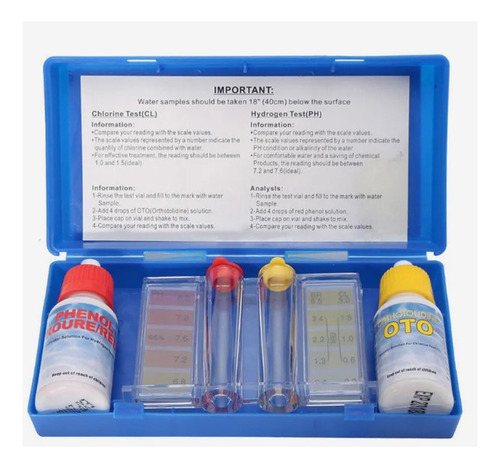 Test Kit De Cloro Y Ph Para Piscina (20ml) Pool System.