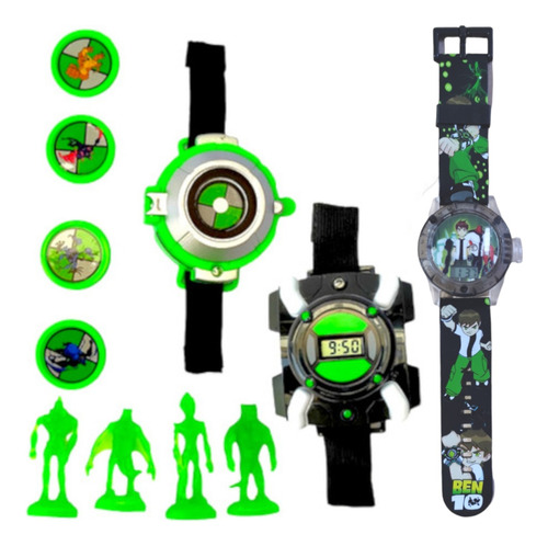 Kit 3 Ben 10 Relógio Omnitrix, Lançador De Discos E Projetor