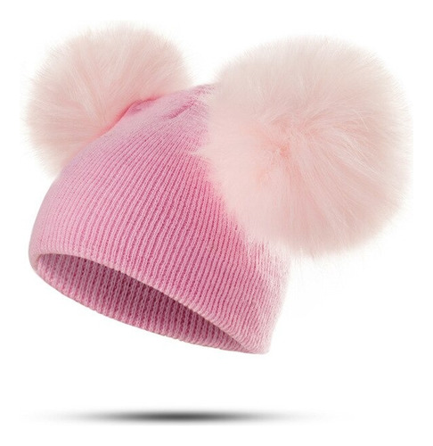 Imagen 5 de 7 de Gorro De Punto Cálido Para Bebé Gorro Con Doble Pompón