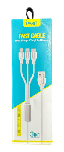 Cable Para Tipo C iPhone Micro Usb Carga Rapida 2.4 Amp