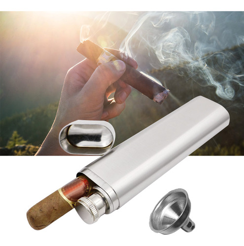 Petaca Y Soporte Para Cigarros De Acero Inoxidable De Dos Tu
