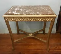 Comprar Mesa Living  Antigua Dorada Con Mármol Estilo Francés Arrime