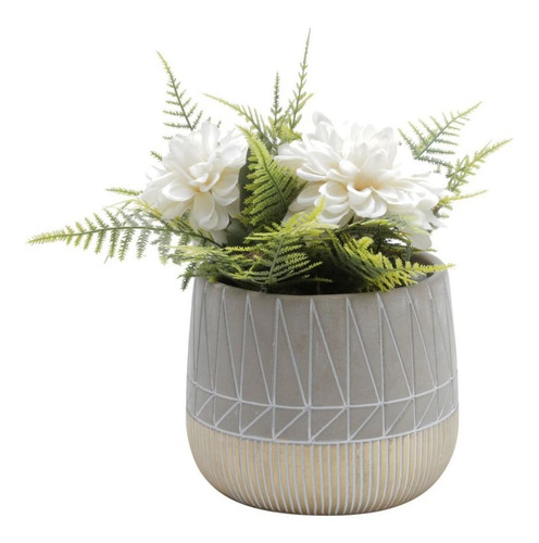 Vasos Decorativo Concreto Inlined Squares Cinza Urban