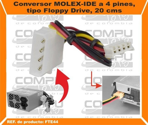 Imagen 2 de 6 de Adaptador Molex A Floppy 4 Pines Ref: Fte44 Computoys Sas