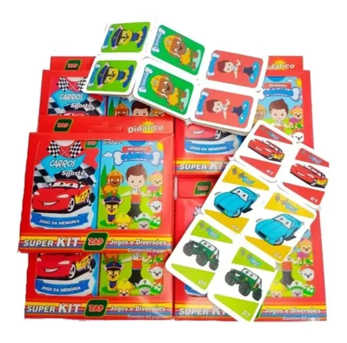 Kit 20 Jogo Da Memoria Carros Cachorro Infantil P/ Kit Fest