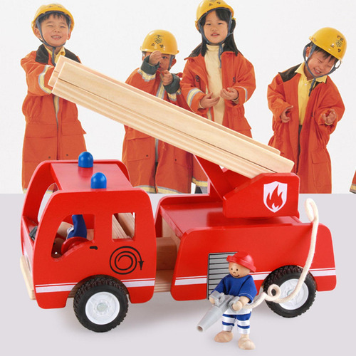 Brinquedo De Madeira Do Caminhão De Bombeiros, Fingir Jogar