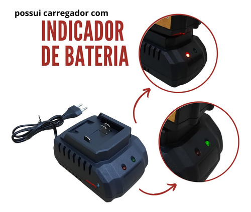 Chave De Impacto Sem Fio Bivolt Com 2 Baterias 18v Forte