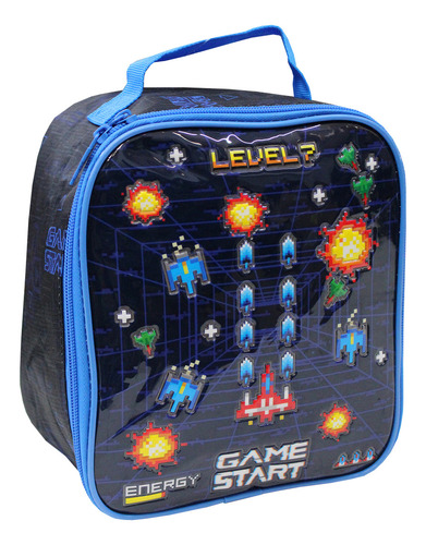 Kit Mochila Vídeo Game Start Costas Com Lancheira Térmica Cor Azul