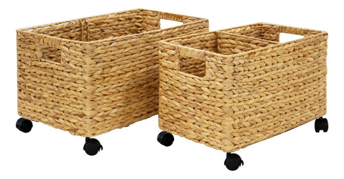 Conjunto Pemar de 2 cestos de armazenamento de vime natural