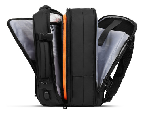 Mochila Maleta Para Viajes Impermeable 39l Xclusive Color Negro Diseño de la tela Liso