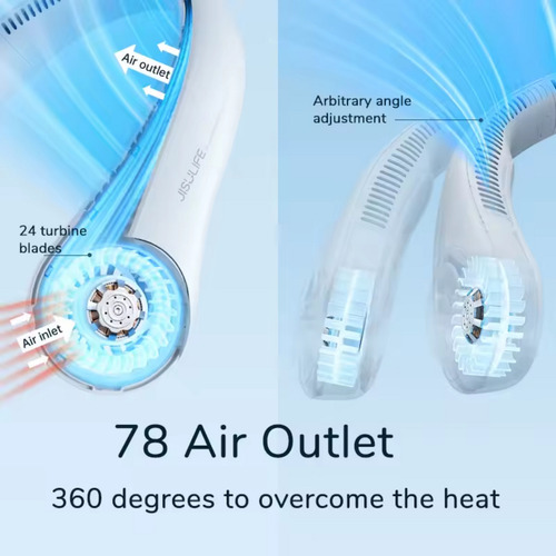 Ventilador Portátil De Cuello Rosa Para Colgar Con 3 Velocidades De Viento Refrigeración A 360 Ventiladores Sin Aspas Batería Recargable