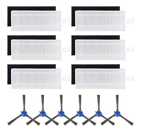 6 Filtros + 6 Cepillos Para Eufy 11s, 12, 15c, 30, 30c Clean