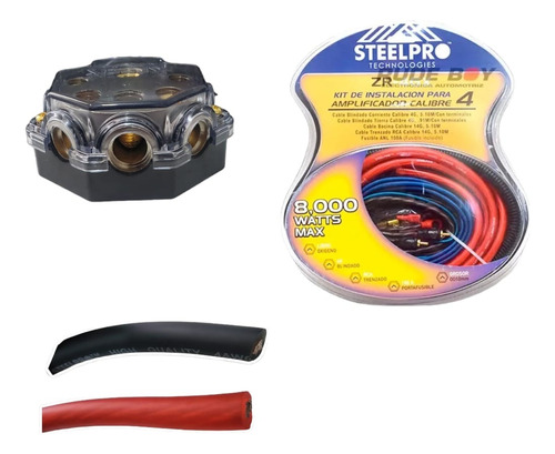 Kit De Instalación Calibre 4 Steelpro Para 2 Amplificadores 